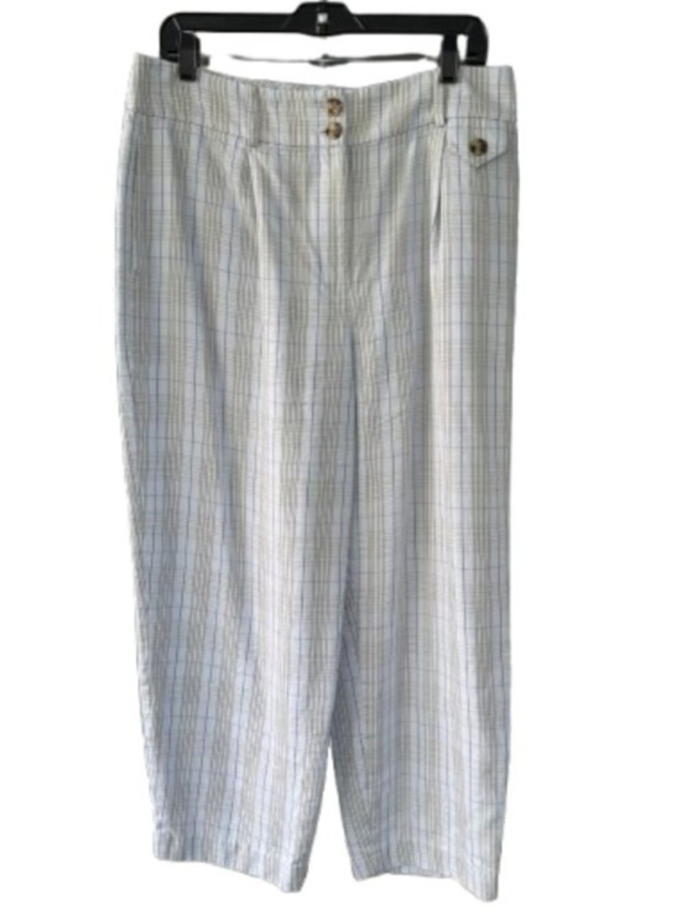 Club Monaco plaid wide leg pants light blue women's size 10
